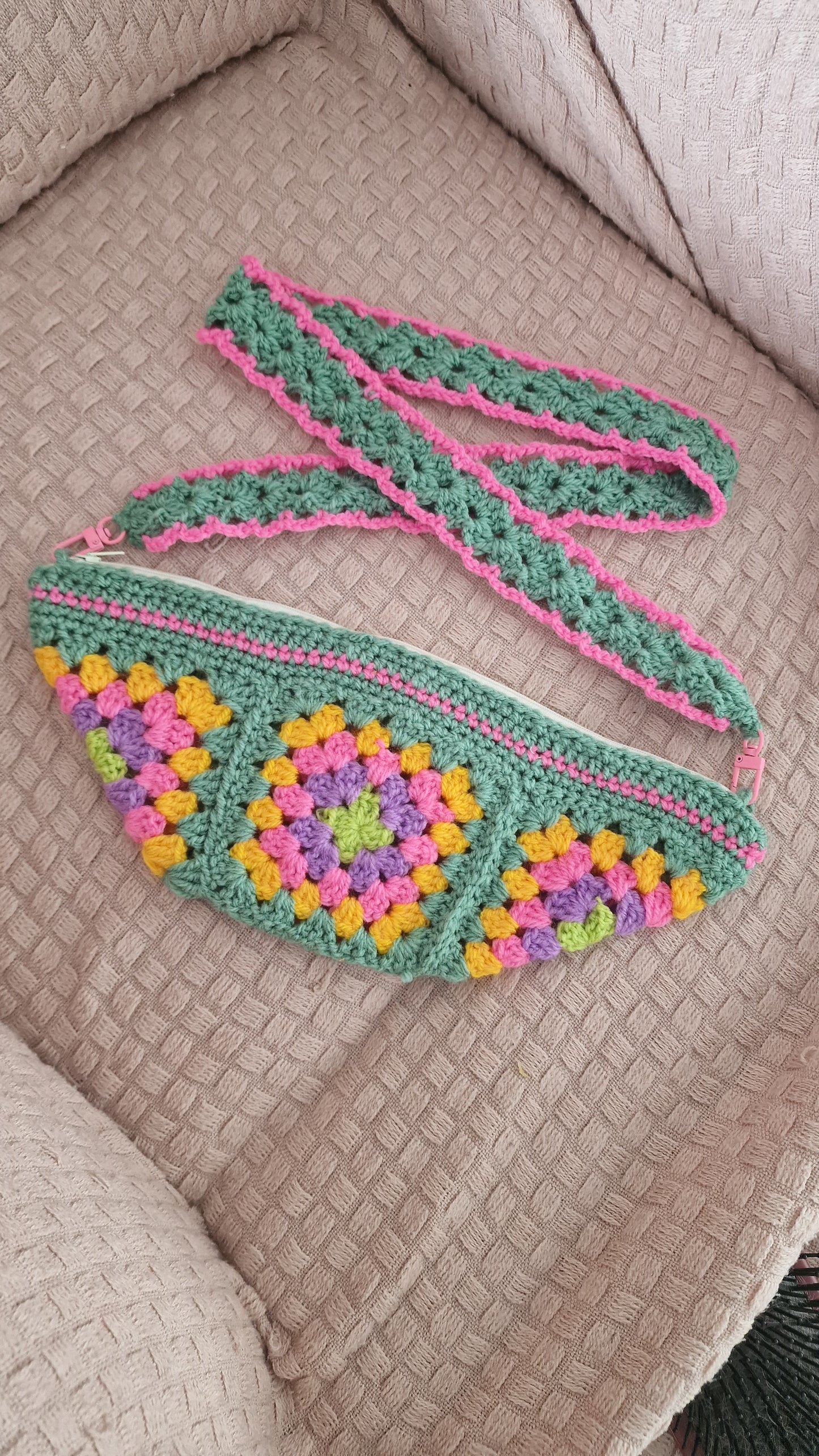 Granny Square Crochet Side Bag – One of a Kind