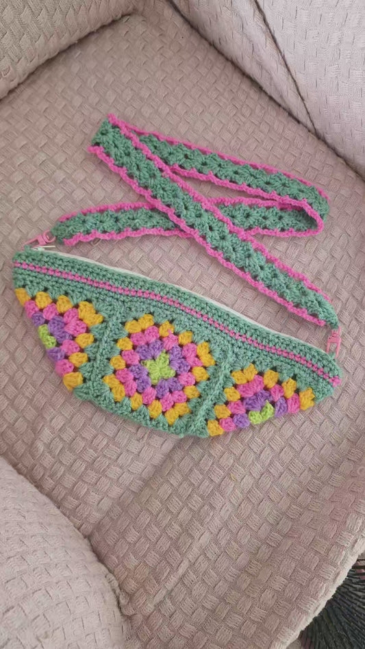 Granny Square Crochet Side Bag – One of a Kind