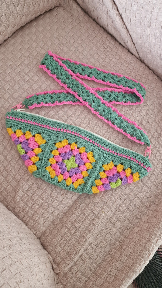 Granny Square Crochet Side Bag – One of a Kind